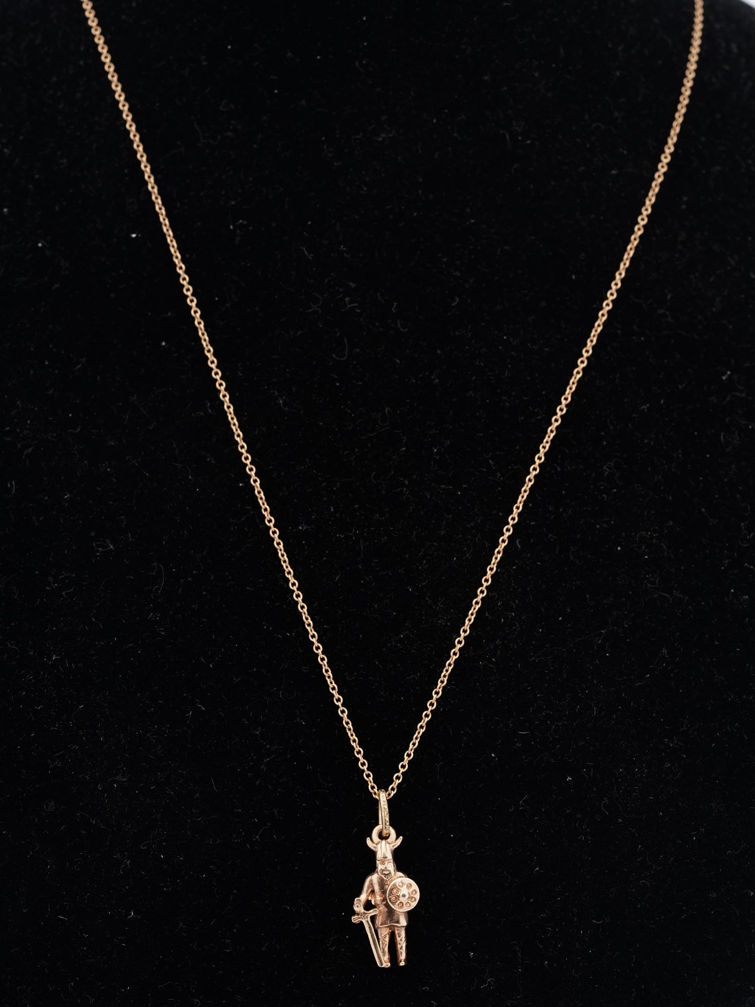 PINK GOLD PENDANT WITH VIKING CHARM BY TIFFANY CO PIC-